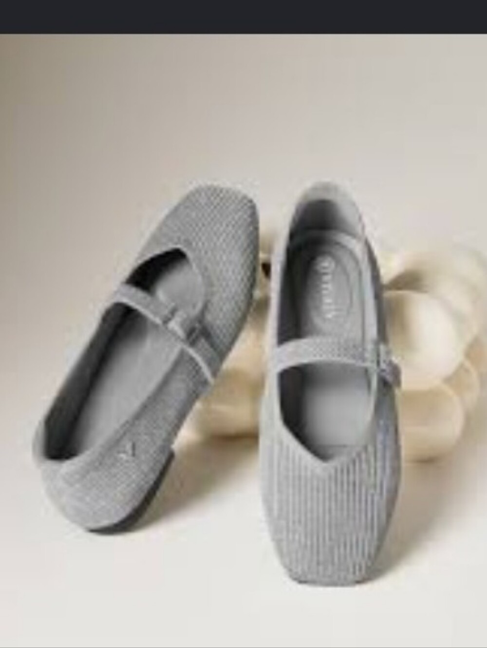 Vivaia "Margot" Silvery Gray Mary Jane Knit Flats, Size 7.5 - Picture 3 of 9